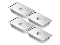 Juego de 4 Ollas de Acero Inoxidable GN 1/1 con Tapa Tekmaquinas