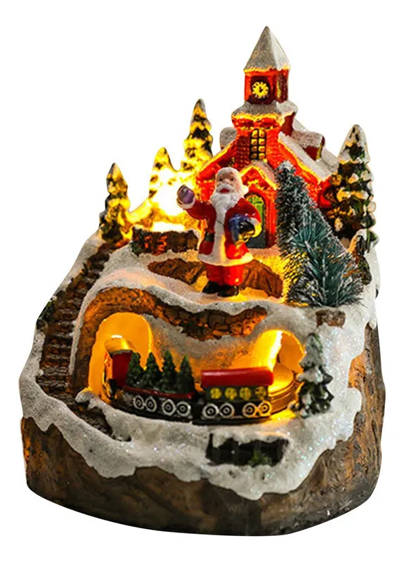 Nuevo regalo de Navidad con iluminación musical y nieve brillante Housevayotoy