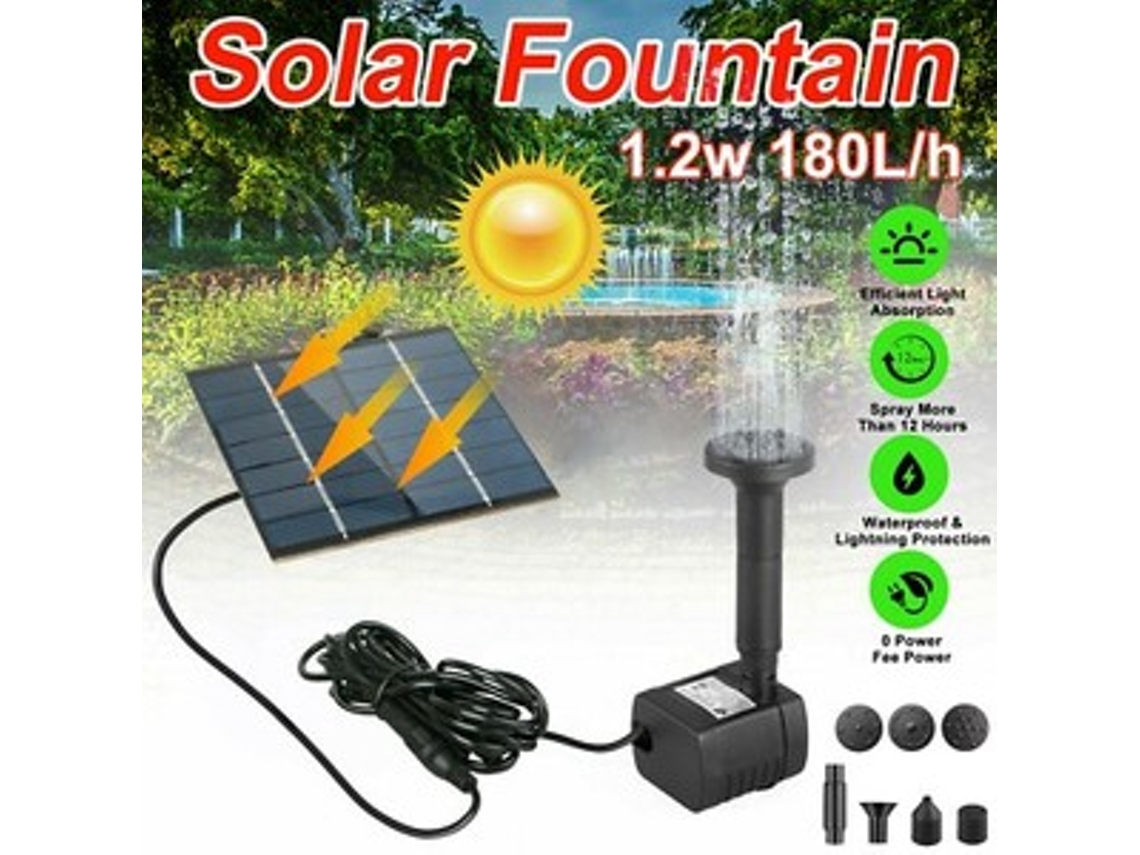 Fuente de energía solar, bomba de agua sumergible flotante, bebedero para pájaros, estanque, jardín, piscina Zeuxo