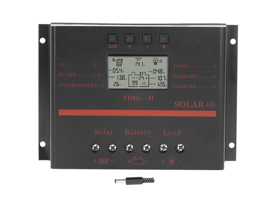 Controlador De Carga Solar De 60 A, Regulador De Panel Solar De 12 V/24 V Cc Con Pantalla Lcd