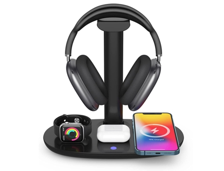 Cargador Auto CHRONUS WXCD-221028-8FM (Qi/iPhone/AirPods/iWatch - 15W - Negro)