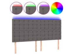 Maison Exclusive - Cabecero Con Luces Led Cuero Sintético Gris 200x5x118/128 Cm