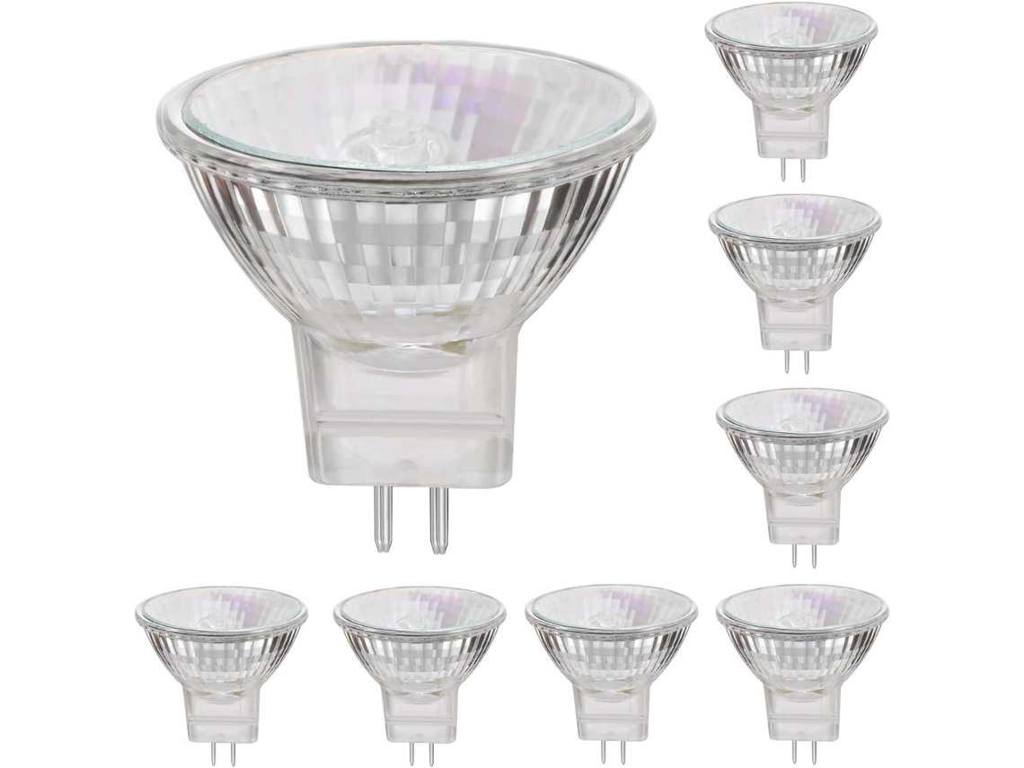 Otras lámparas: Lámparas halógenas MR11 (12V 35W GU4), 35 mm de diámetro, blanco cálido (2800K), clase energética G PRIME KANG (paquete de 8)