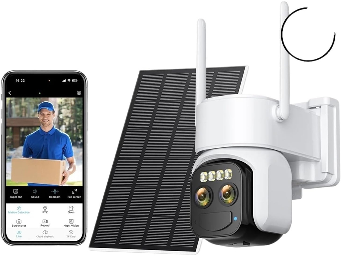 Cámara De Seguridad Solar Inalámbrica Para Exteriores Hd De 10 Mp Y 5k Con Zoom De 10x.