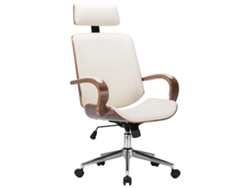 Silla giratoria de cuero artificial con respaldo Crema Madera curvada Crema M74127