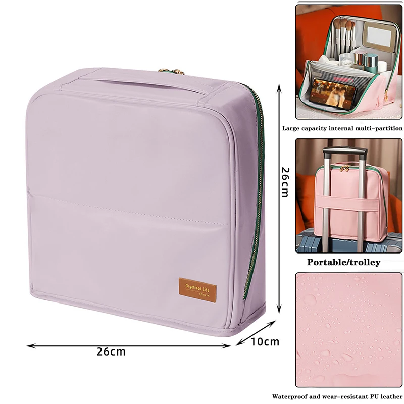 (morado) Bolsa De Cosméticos De Gran Capacidad, Fácil De Llevar, Se Puede Colgar En La Maleta.