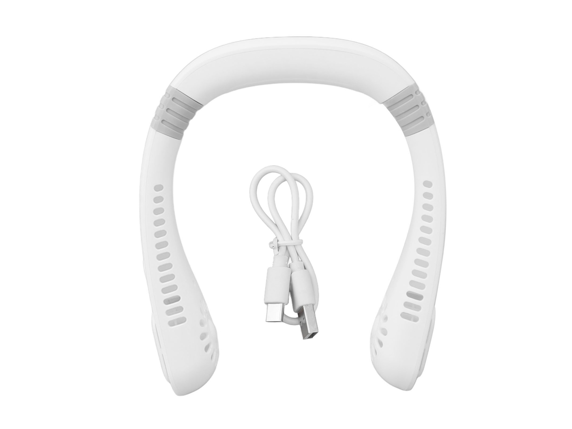 Ventilador de cuello Primerox con aspas semicirculares y LED, recargable.
