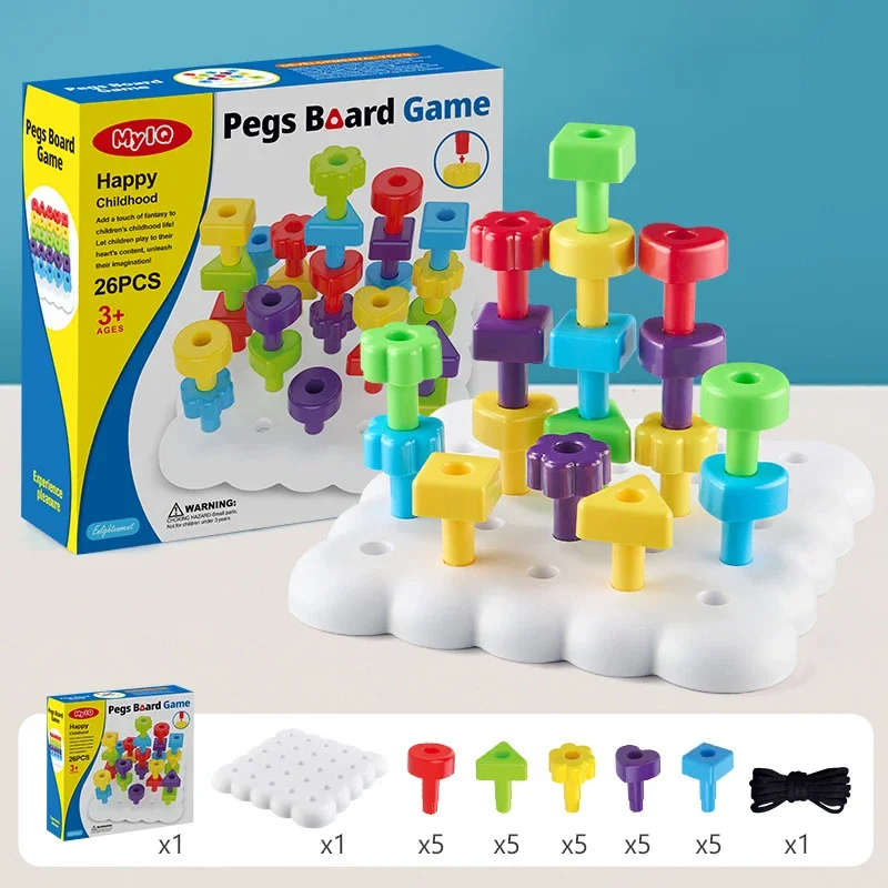 (26 Artículos) Juego De Mesa Preescolar De Clavijas Y Candados, Juguetes Montessori, Bloques De Engranajes, Juegos De Apilamiento