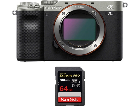 Kit Cámara SONY Alpha a7C Plateado + SanDisk 64 GB (Full-Frame)