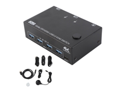 Conmutador Kvm 3 Dp 3 Hdmi 4k 60hz Usb3.0 Monitor Dual Para 2 Computadoras