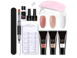 Kit De Gel Para Extensão De Unhas Profissional Com Luz - Conjunto De Ferramentas Para Manicure Em Casa E Salão