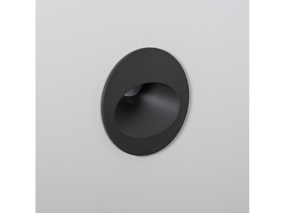 Baliza Exterior Led 3w Empotrable Pared Circular Aluminio Gris Coney 4000k Branco Neutro