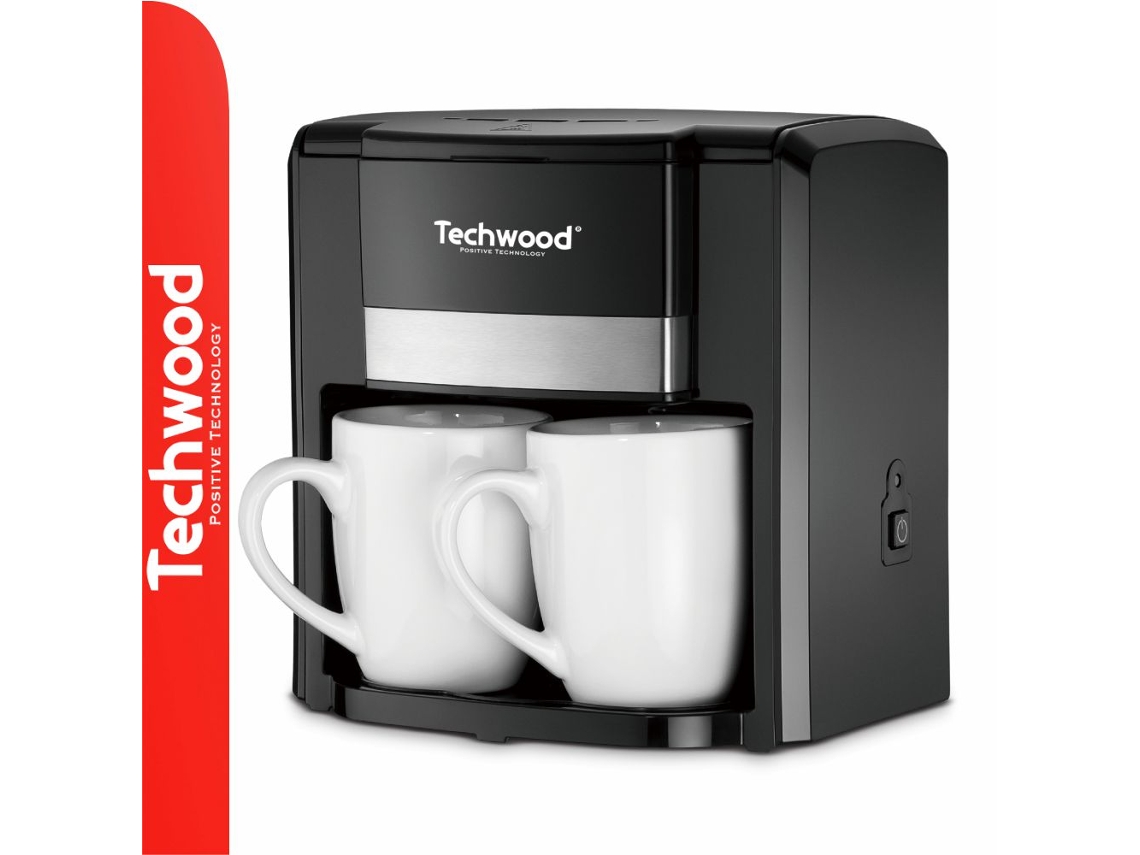 Cafetera eléctrica de 500 W con 2 tazas Techwood negras