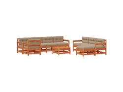 Maison Exclusive - Conjunto De Sofás De Jardín 10 Pcs Pino Marrón Encerado