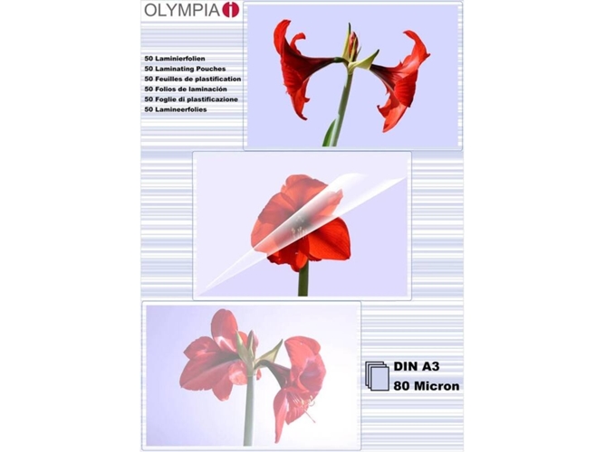 Fundas de Plastificar OLYMPIA 1x50 DIN 80 micron (50 un - A3)