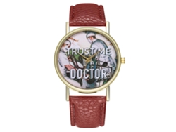 Reloj De Pulsera Unisex De Cuarzo Con Correa Pu Dial Redondo Doctor Zhoulianfa Café