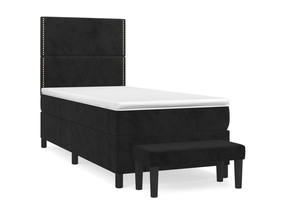 Maison Exclusive - Cama Box Spring Con Colchón Terciopelo Negro 100x200 Cm