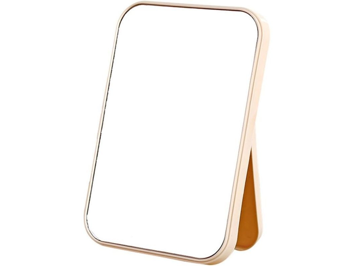 Espejo De Maquillaje Compacto Plegable Portátil Para Mesa, Color Beige.