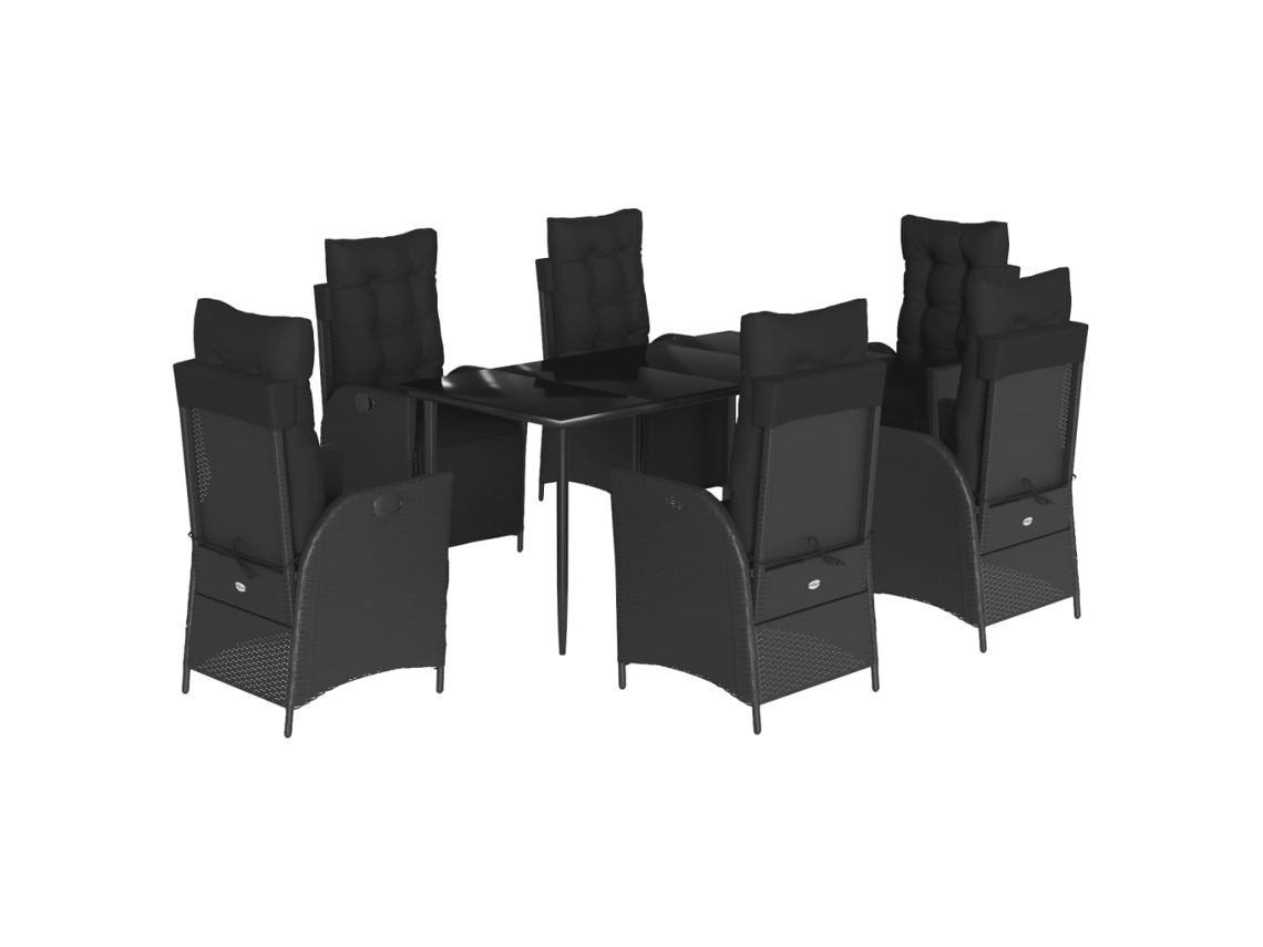 Maison Exclusive - Set De Comedor De Jardín 7 Pzas Y Cojines Ratán Sintético Negro