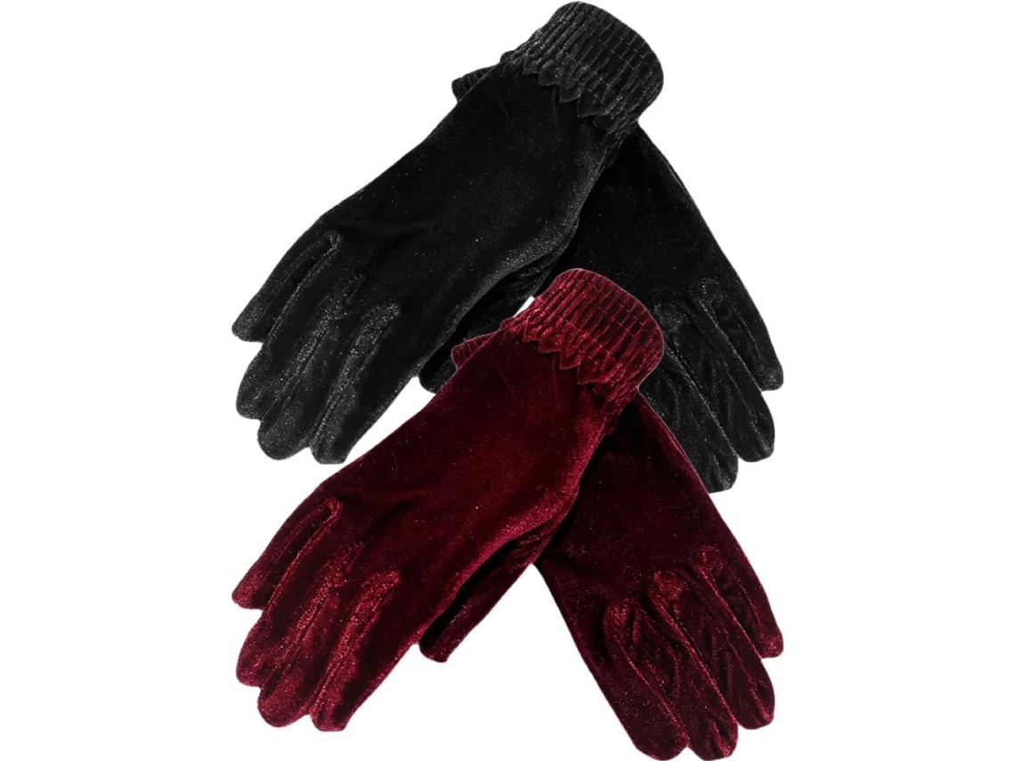 Guantes de terciopelo de invierno para mujer, juego de 2 piezas