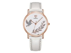 Reloj Yazole 360 para mujer con correa de piel Dove of Peace y diamantes Hengrongshen
