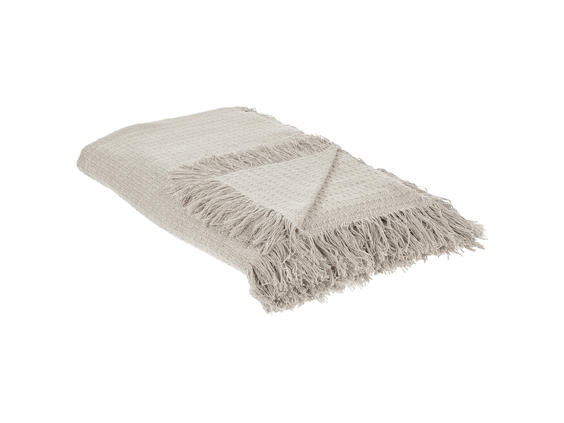 Colcha BELIANI Borlas Yerbent Algodón Gris (220x240x1.25)