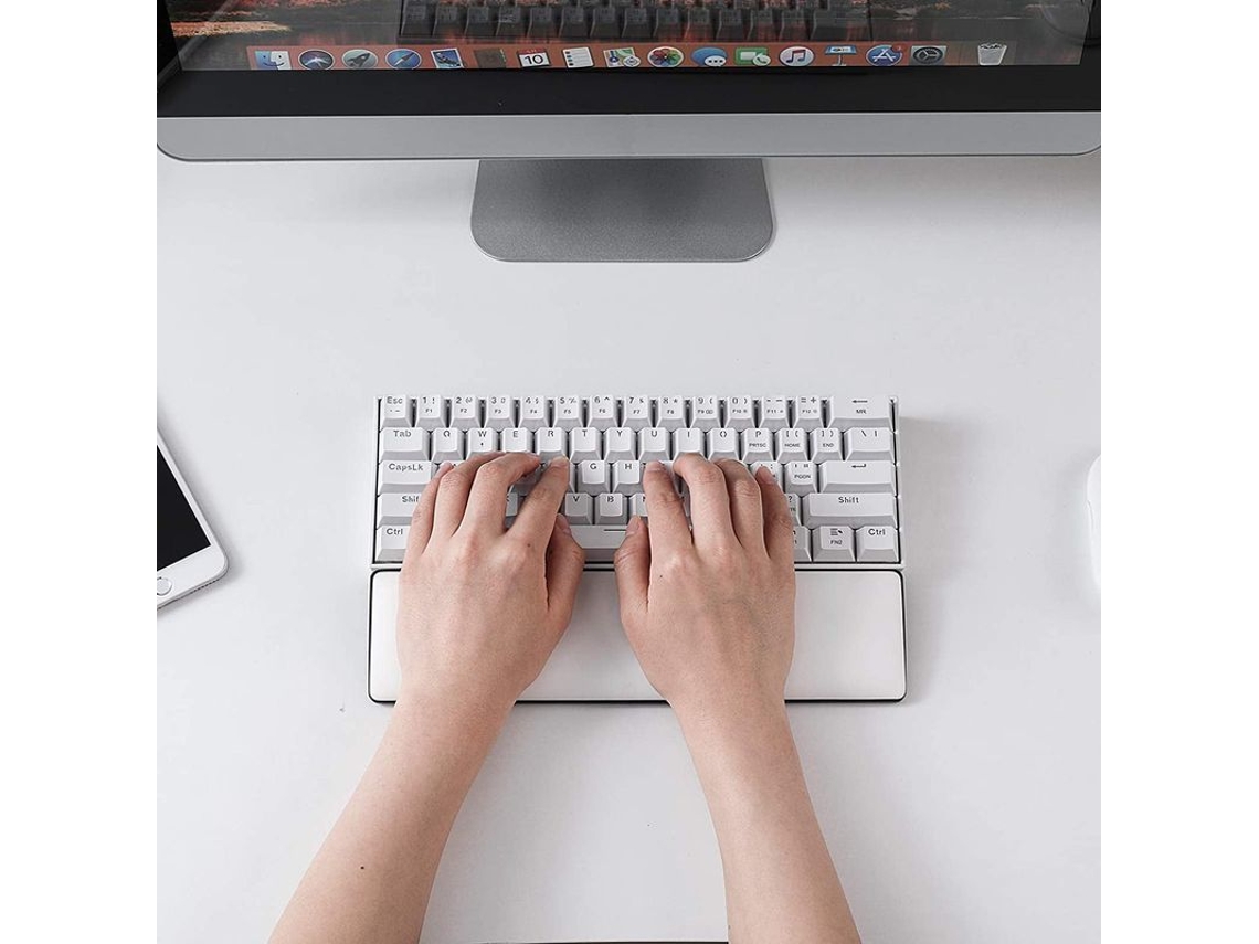 Reposamuñecas Para Teclado 2025, 61 Teclas, Compacto 60%, Para Pc De Escritorio, Gaming, Mac Y Portátil, Blanco.