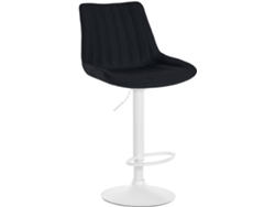 Taburete de bar X1, altura regulable, giratorio 360°, asiento de tela negra, costuras verticales, base de metal blanco 10_0006041