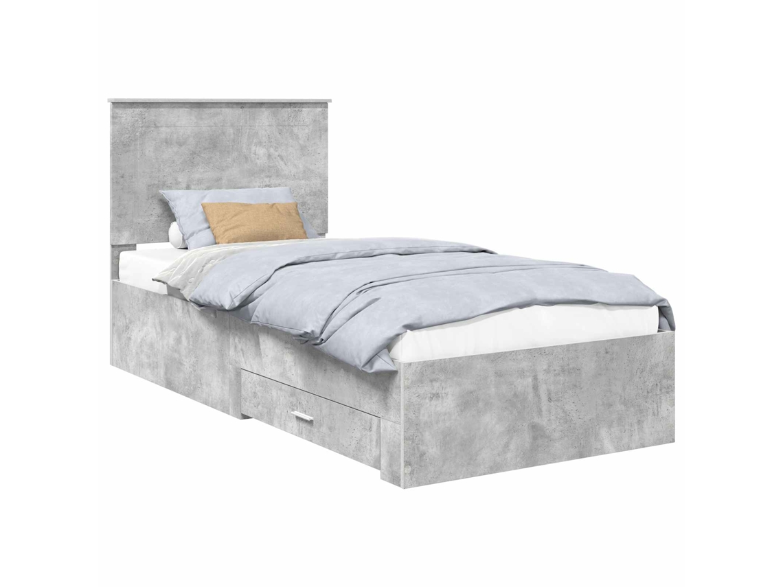 Maison Exclusive - Estructura De Cama Con Cabecera Gris Concreto 90 X 190 Cm