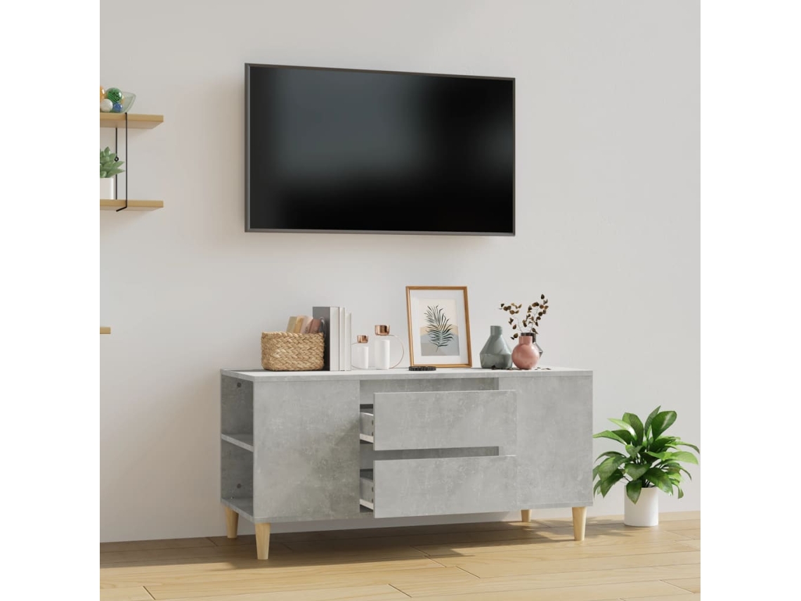 Estantería/Mueble para TV 102X44,5X50 cm de Derivados de Madera Gris Cemento