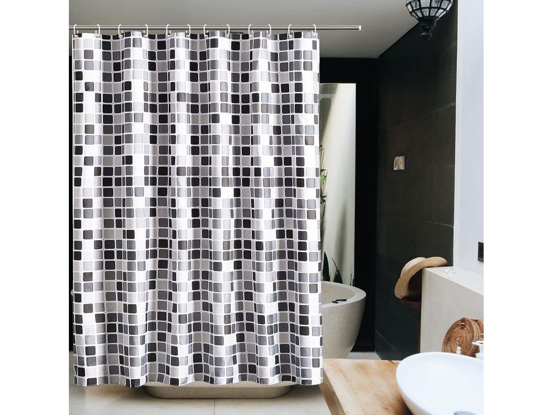 2026-cortina De Ducha Linjou Clásica Mosaico, Impermeable Poliéster, 180x200cm, Decorativa Baño 180x200cm