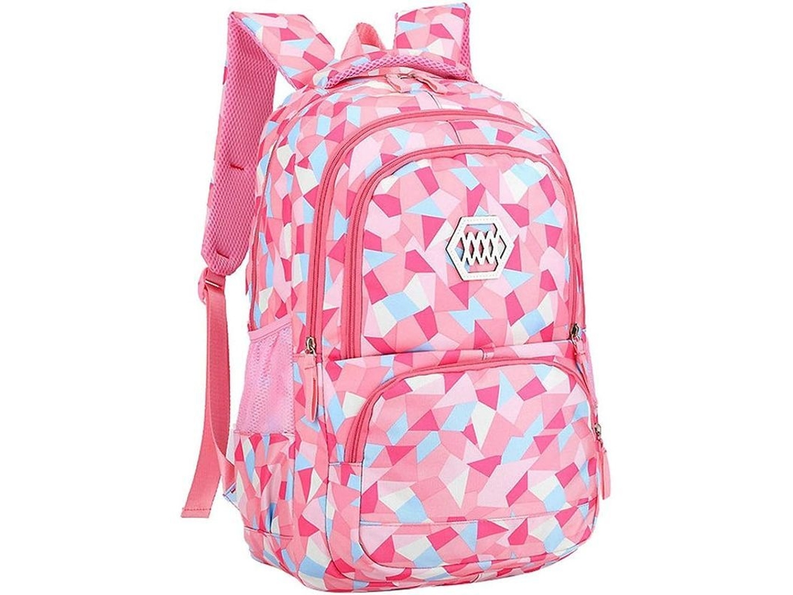 Mochila Escolar Geométrica Para Niñas Y Niños, Primaria Y Secundaria, Rosa L, 35l