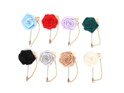 8 Broches De Metal Con Forma De Rosa Y Cinta Dorada Para Decoración Nupcial.