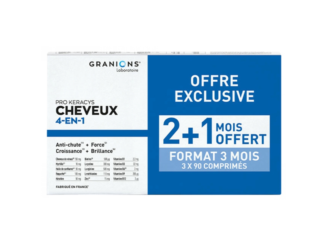 Pro Keracys Hair 4En1 Pack de 3 X 90 Comprimidos Con 90 Comprimidos Gratis GRANIONS