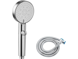 Cabezal de ducha de 5 modos de ahorro de agua, ajustable con un solo botón de apagado, alta presión, universal para baño (plata)