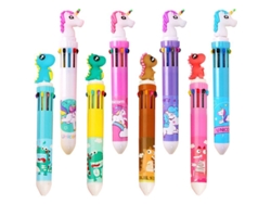 Juego De Bolígrafos Retráctiles, 8 Bolígrafos, 10 En 1, Set De Regalo, Diseño De Animales Multicolor, 0,5 Mm
