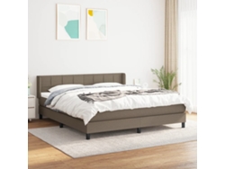 Cama Box Spring Con Colchón Tela Gris Taupe 180x200 Cm