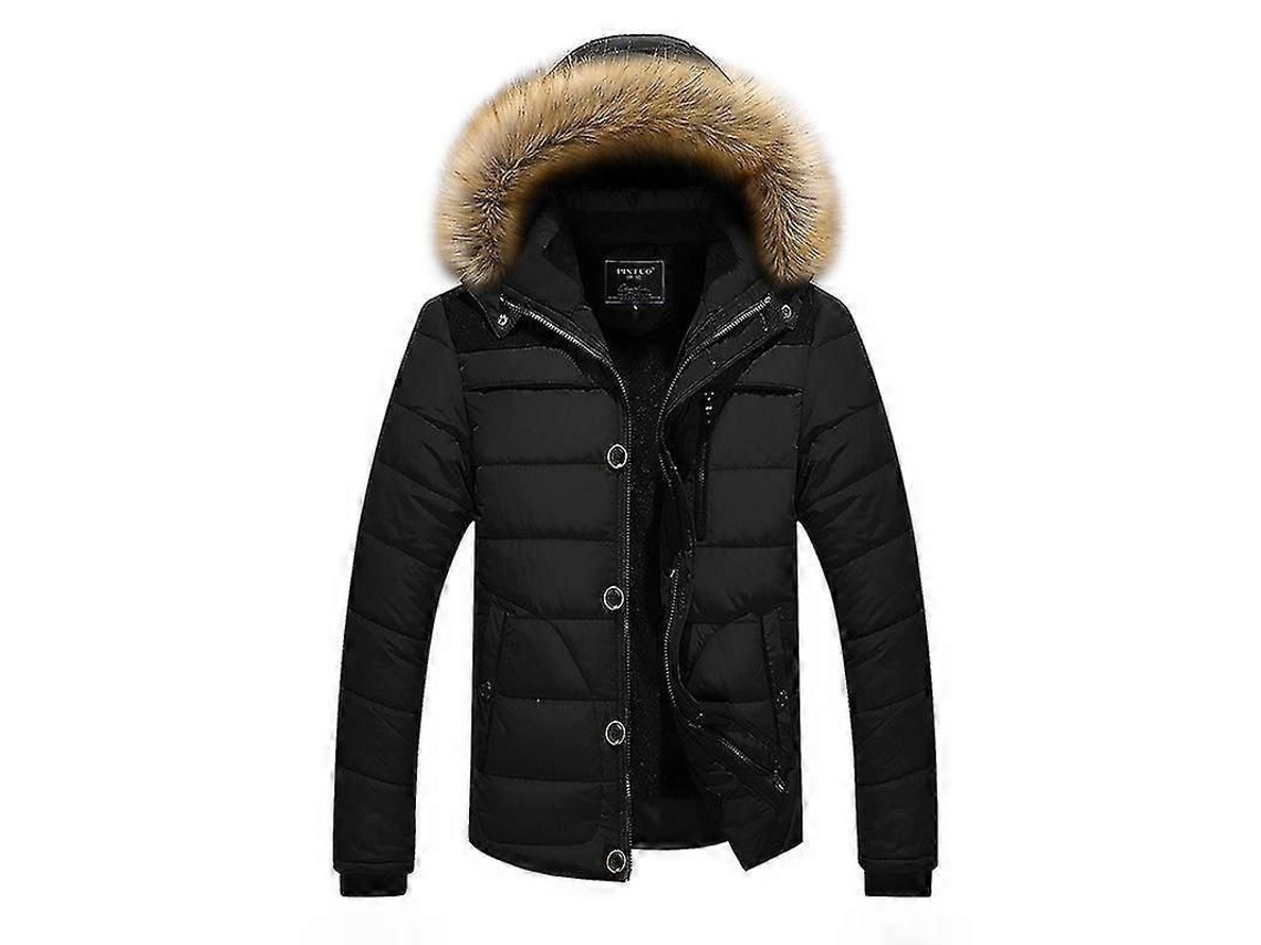 Chaqueta De Invierno Para Hombre Con Capucha De Pelo Abrigada Impermeable Con Tela Reciclada