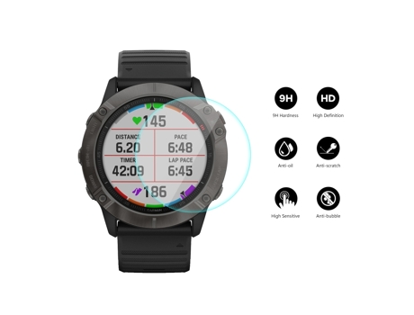 Garmin Fenix 6X/6X Pro Solar Enkay Hat-Prince 0,2 mm 9H 2.15D Película de vidrio templado con borde curvo