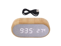 Despertador de madera (control de voz digital, LED brillante)
