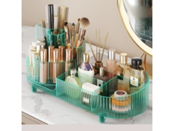 Organizador De Maquillaje Giratorio Transparente Con Compartimentos Para Brochas, Labiales Y Joyas.