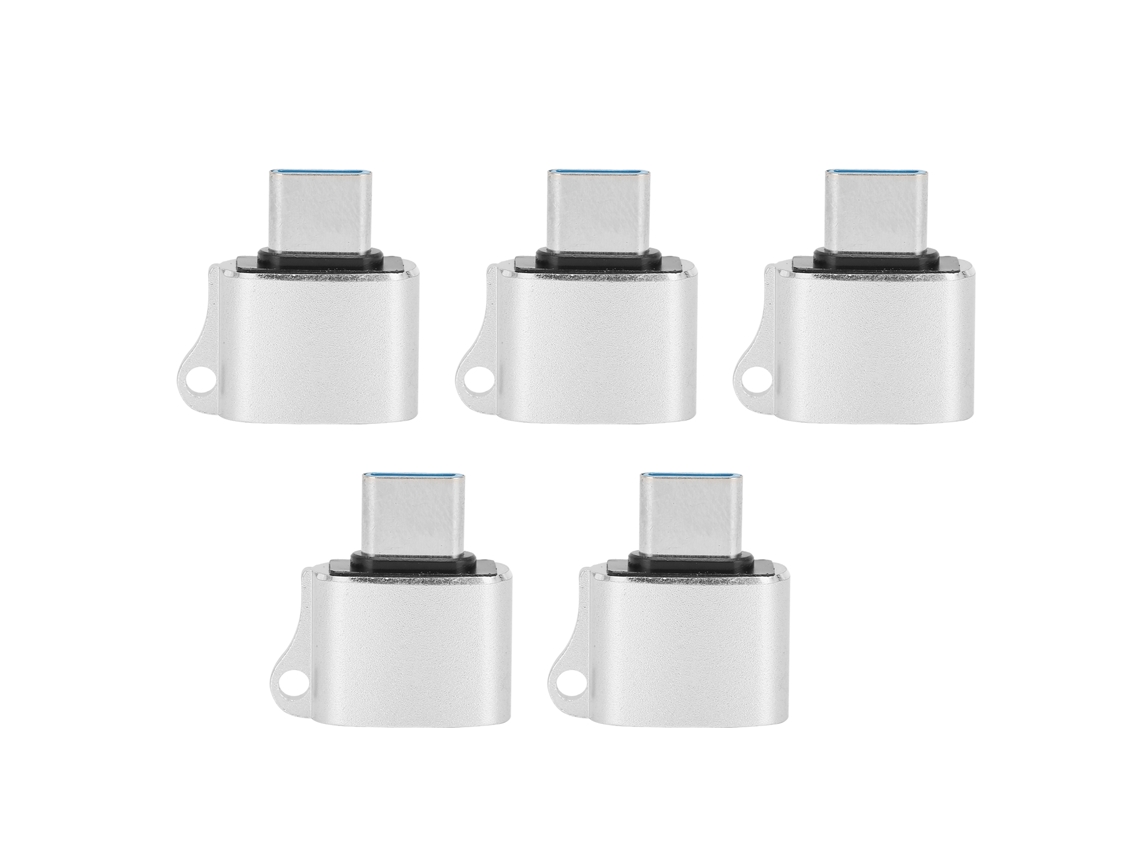 5 Adaptadores Usb-c Macho A Usb 2.0 Otg, Convertidor De Datos Portátil, Accesorio Para Computadora (plateado)