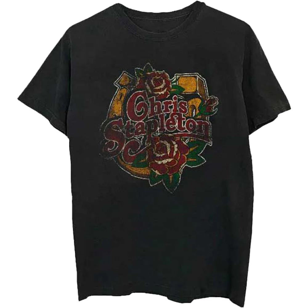 Chris Stapleton Horseshoe Roses T-shirt Unisex Rockinstone Size:l