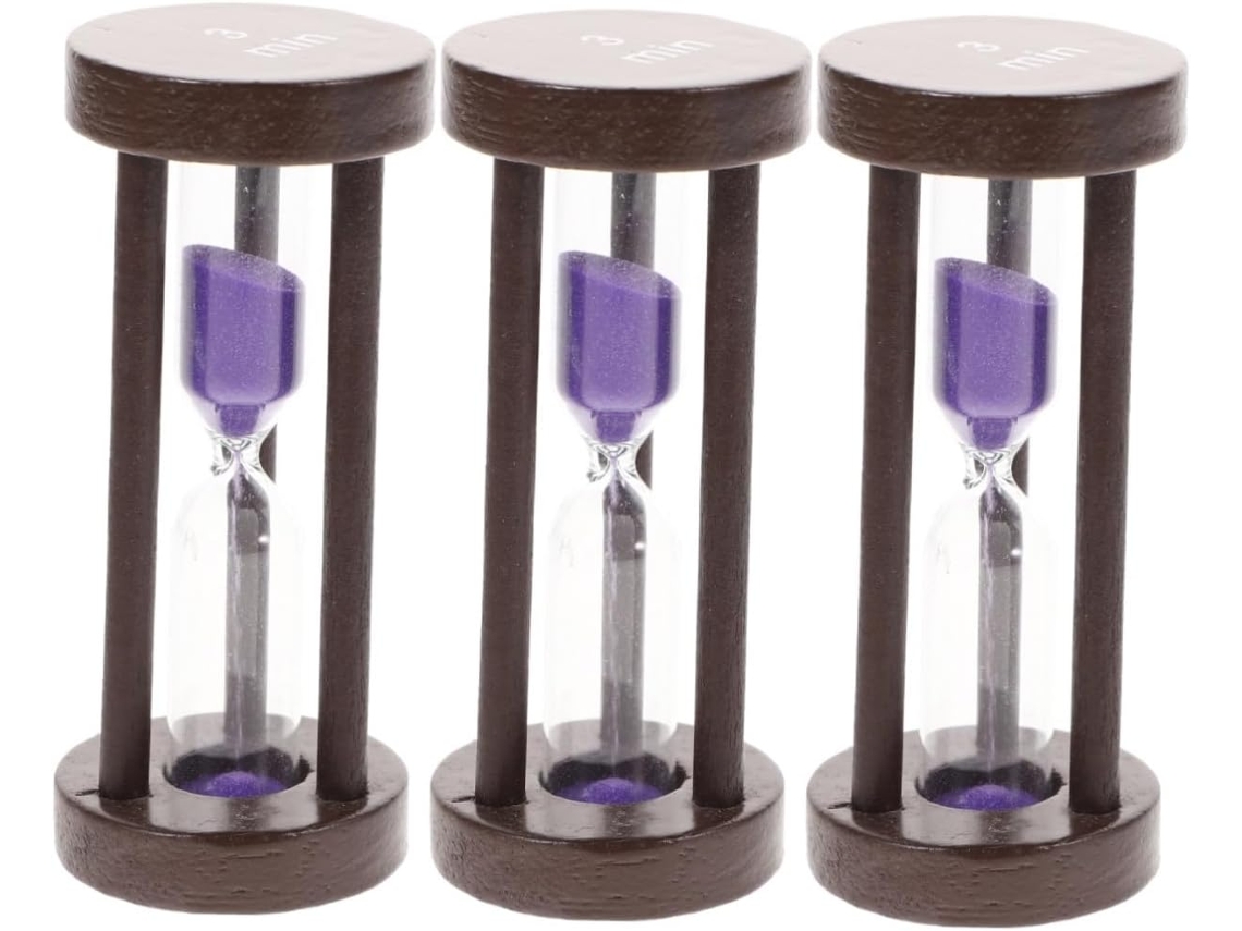 Juego de 3 relojes de arena de 3 minutos para cocina, cronómetro deportivo, cepillo para niños, reloj de arena Vayotoy