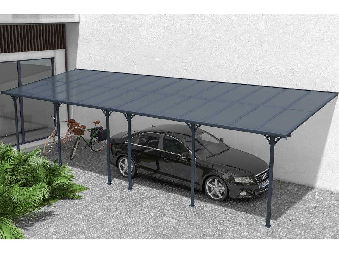 Cazeboo Pérgola Cubierta para Terraza de Aluminio Premium, gris 9x3 m KLEO