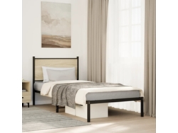 Estructura De Cama Sin Colchón Metal Roble Sonoma 80x200 Cm
