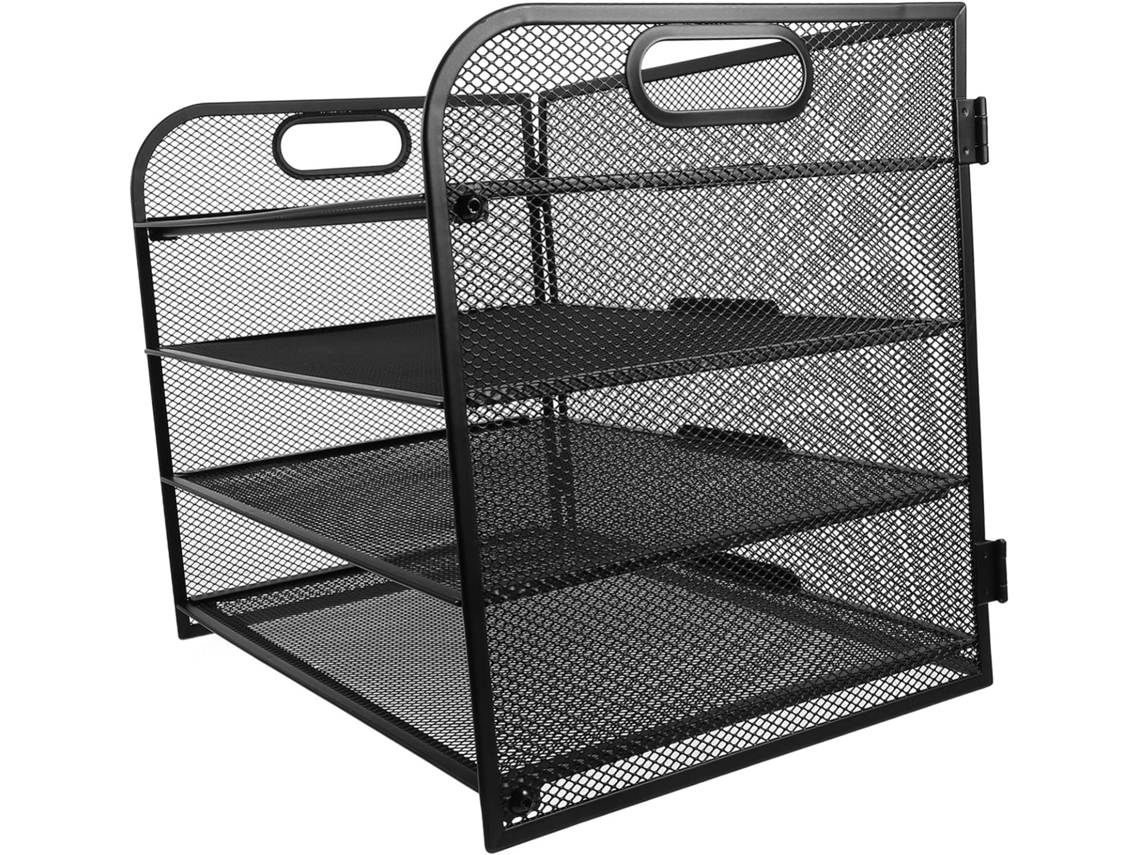 Organizador De Archivos De Malla Metálica Con Asas, Estante Clasificador De Papel Resistente Y Elegante.