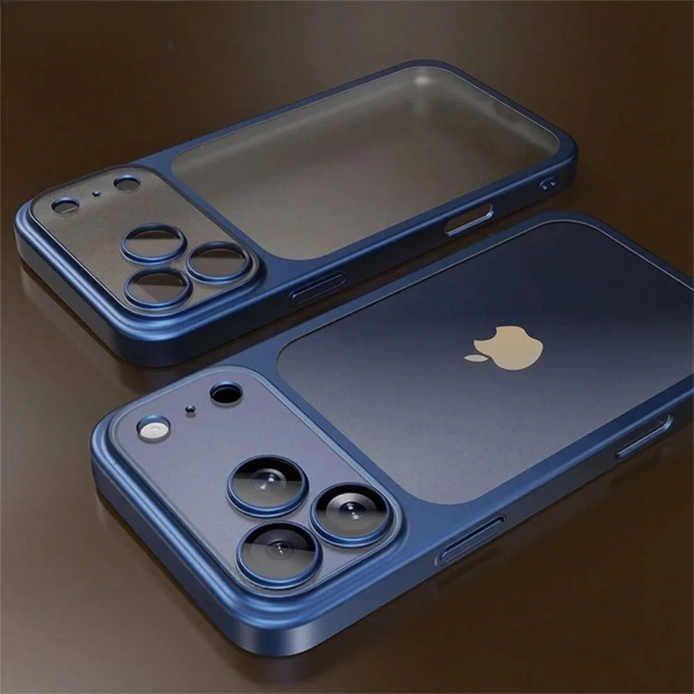 (iphone 17 Azul Marino) Funda Transparente Galvanizada Para Iphone, Protector De Lente