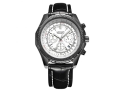 Reloj Hombre Megir De Acero Inoxidable Impermeable Cuero Pu Cuadro Negro Dial Blanco