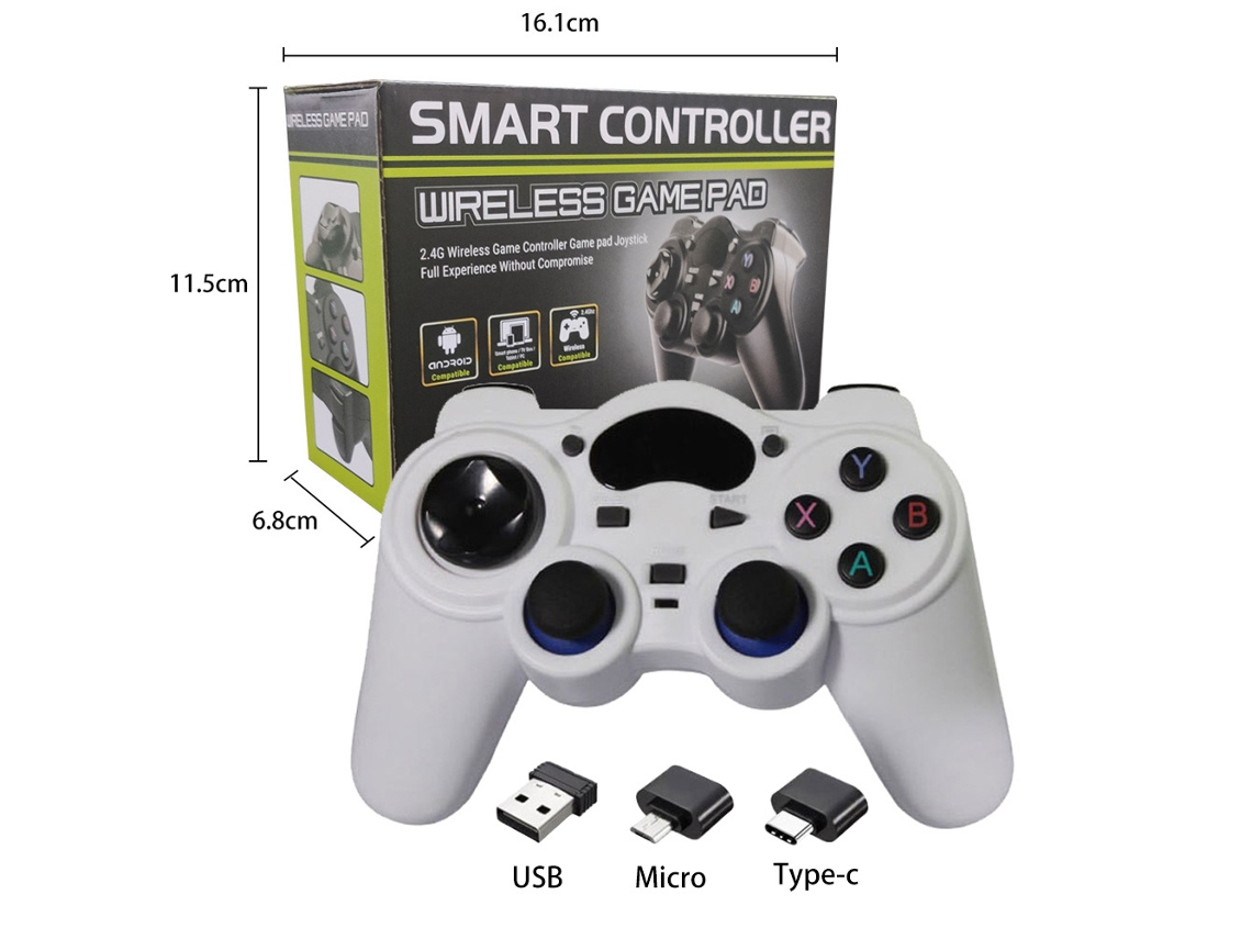 Gamepad semi-inalámbrico de 2.4G para Android, carcasa pequeña, colorida y blanca con OTG y dos C, YUNZII